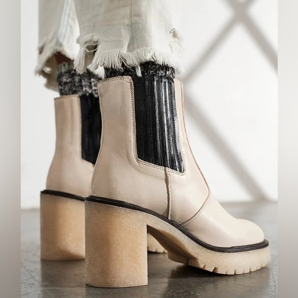 Free People James Leather Block Heel Boots
